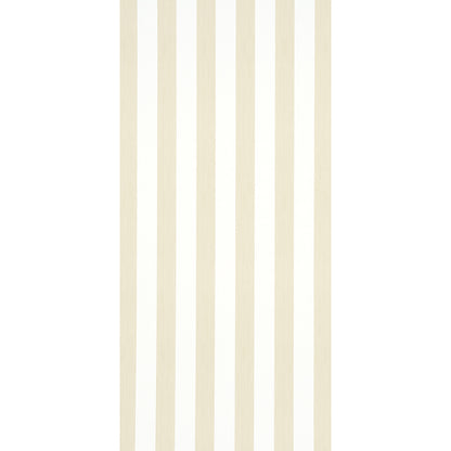 Cream beige vertical striped wallpaper with evenly spaced narrow stripes on white background.