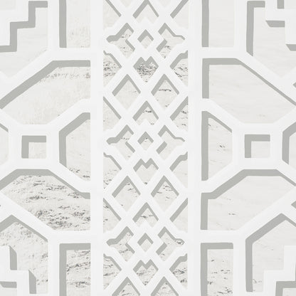 SCHUMACHER WALLCOVERING  MOON RIVER ZANZIBAR TRELLIS MYLAR   SILVER MYLAR   - 5013641