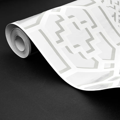 SCHUMACHER WALLCOVERING  MOON RIVER ZANZIBAR TRELLIS MYLAR   SILVER MYLAR   - 5013641