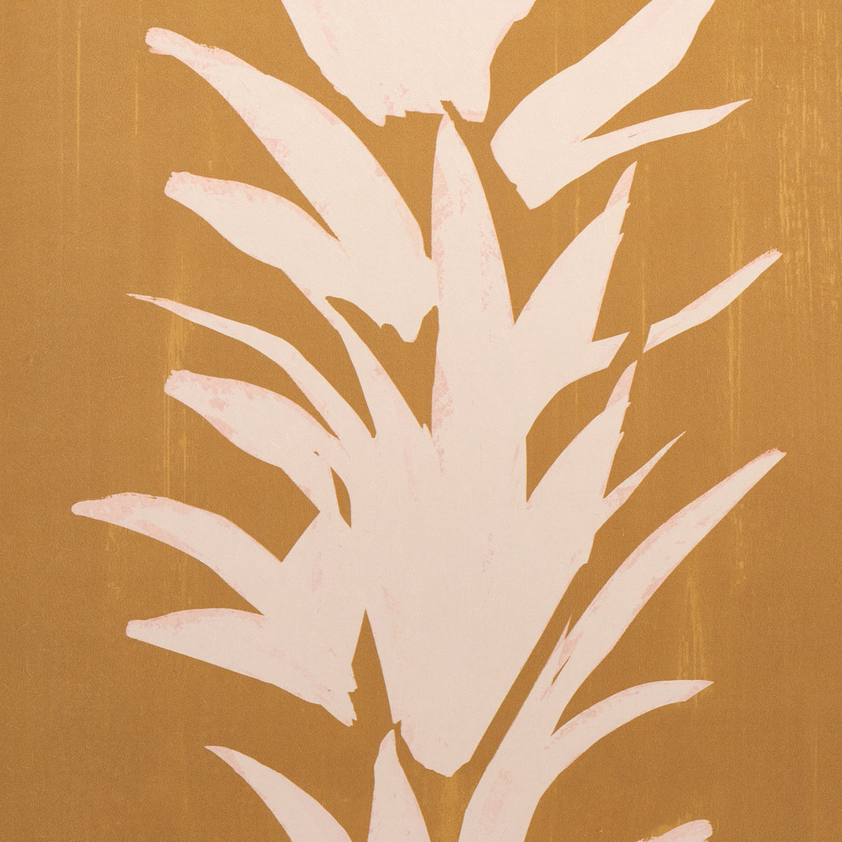 Deep yellow backdrop with white lotus motif.