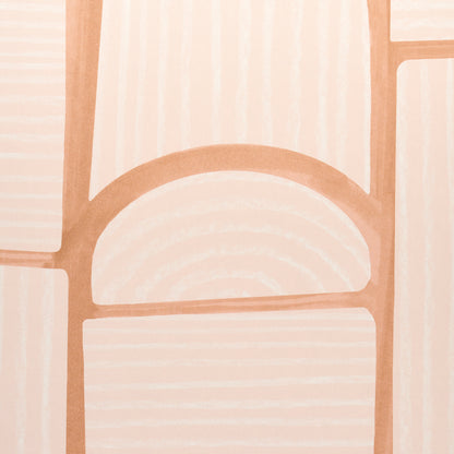 Peach and cream geometric pattern with a rounded arch motif and rectangular blocks; abstract decorative print.