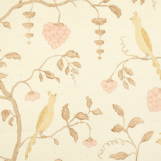 SCHUMACHER  TEXTURED WALLCOVERINGS & PRINTED GRASSCLOTHS WISTERIA SISAL   AMBER , ROSE   - 5013701