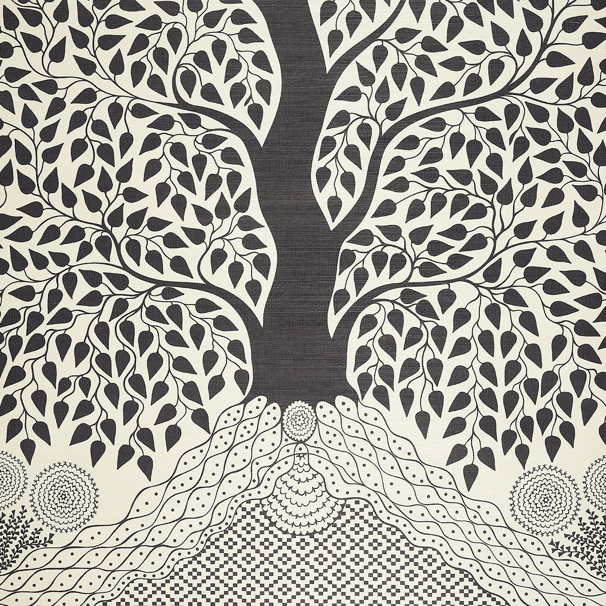 SCHUMACHER  TEXTURED WALLCOVERINGS & PRINTED GRASSCLOTHS KAYON SISAL PANEL   BLACK   - 5013723