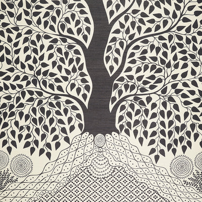 SCHUMACHER  TEXTURED WALLCOVERINGS & PRINTED GRASSCLOTHS KAYON SISAL PANEL   BLACK   - 5013723