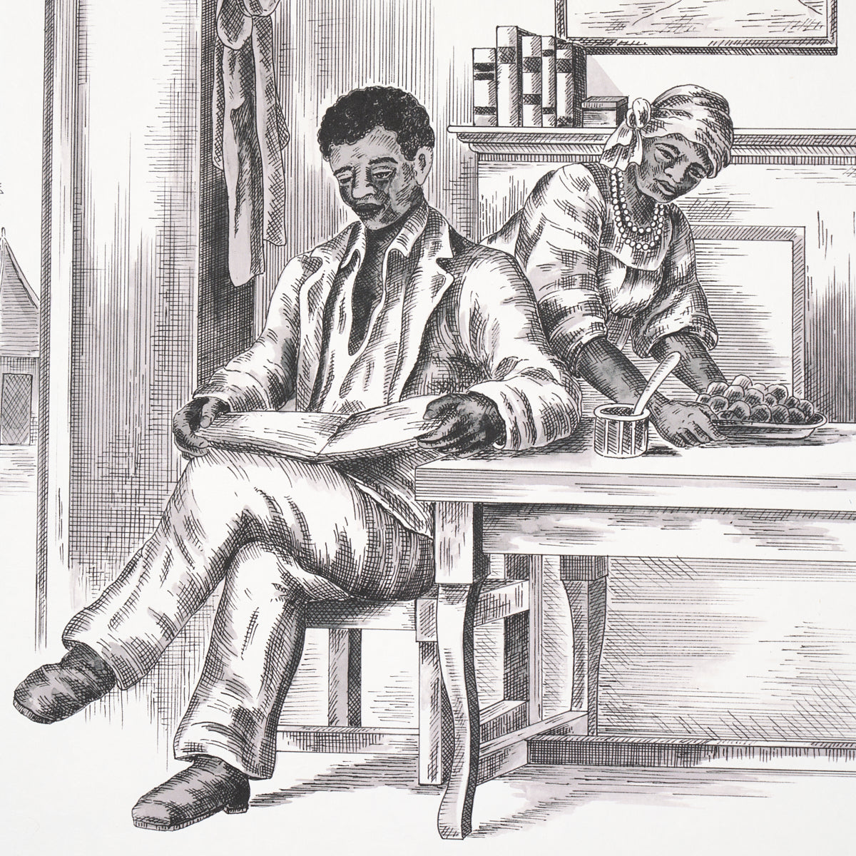 SCHUMACHER WALLCOVERING  VICTOR GLEMAUD TOUSSAINT TOILE   BLACK ON IVORY   - 5013770