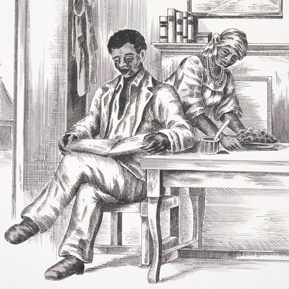 SCHUMACHER WALLCOVERING  VICTOR GLEMAUD TOUSSAINT TOILE   BLACK ON IVORY   - 5013770