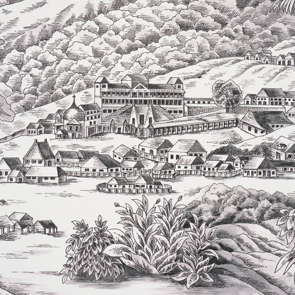 SCHUMACHER WALLCOVERING  VICTOR GLEMAUD TOUSSAINT TOILE   BLACK ON IVORY   - 5013770