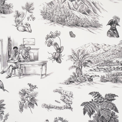 SCHUMACHER WALLCOVERING  VICTOR GLEMAUD TOUSSAINT TOILE   BLACK ON IVORY   - 5013770