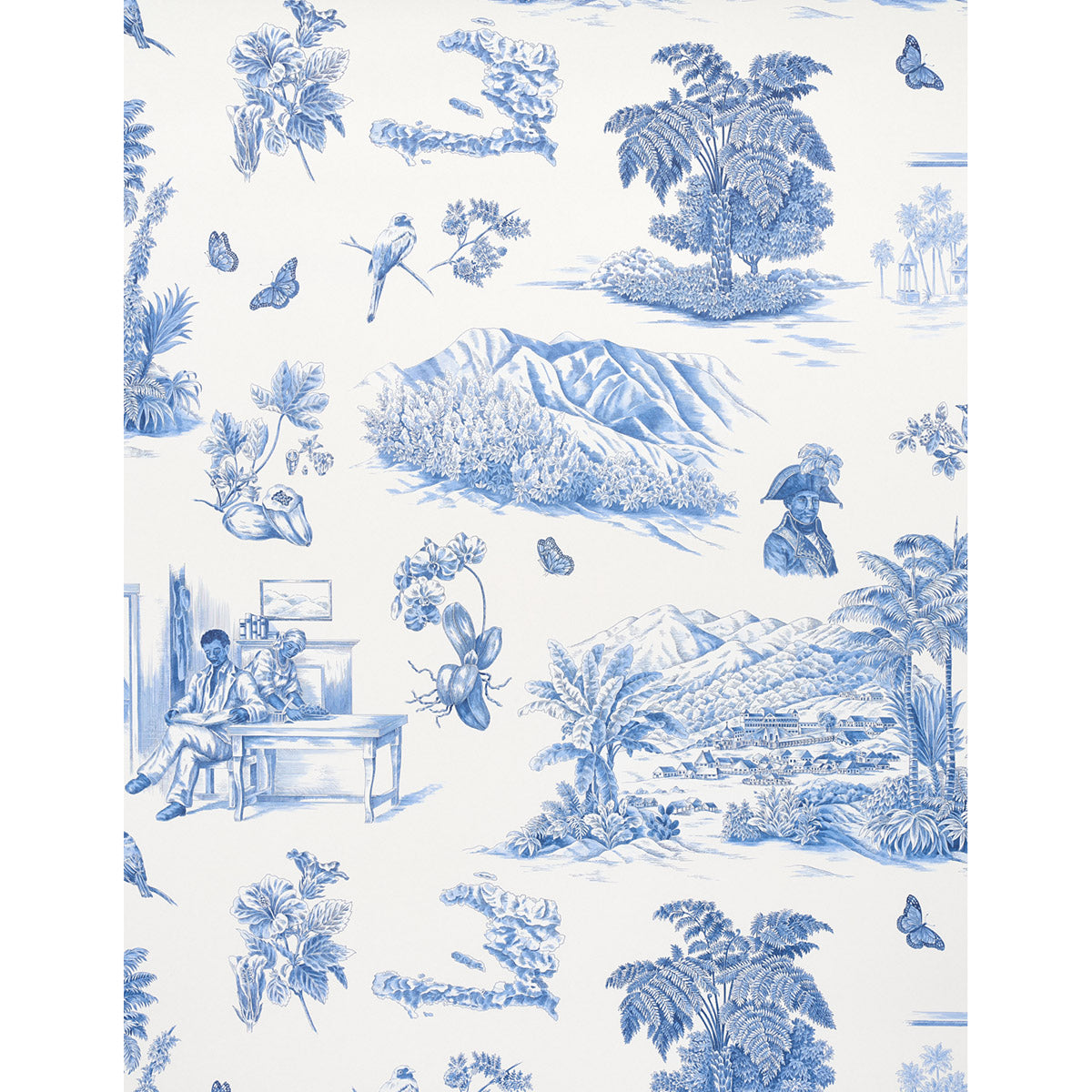 SCHUMACHER  VICTOR GLEMAUD TOUSSAINT TOILE   BLUE ON IVORY   - 5013771
