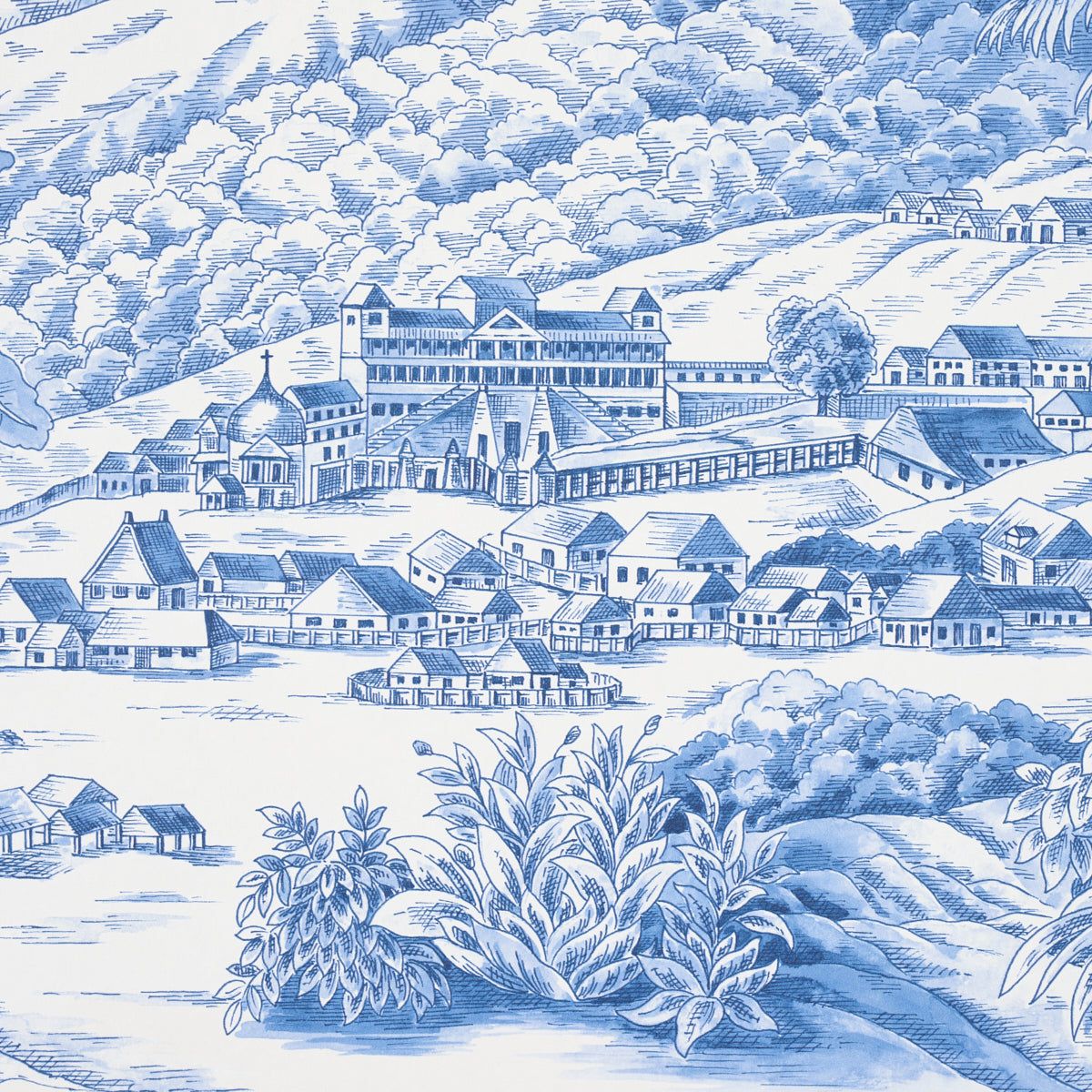 SCHUMACHER  VICTOR GLEMAUD TOUSSAINT TOILE   BLUE ON IVORY   - 5013771