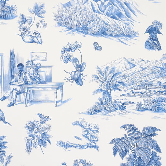 SCHUMACHER  VICTOR GLEMAUD TOUSSAINT TOILE   BLUE ON IVORY   - 5013771