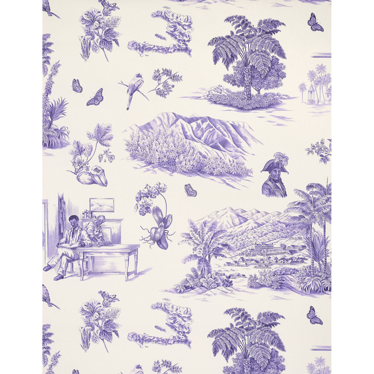 SCHUMACHER  VICTOR GLEMAUD TOUSSAINT TOILE   PURPLE ON CREAM   - 5013772