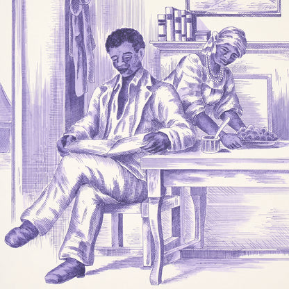 SCHUMACHER  VICTOR GLEMAUD TOUSSAINT TOILE   PURPLE ON CREAM   - 5013772