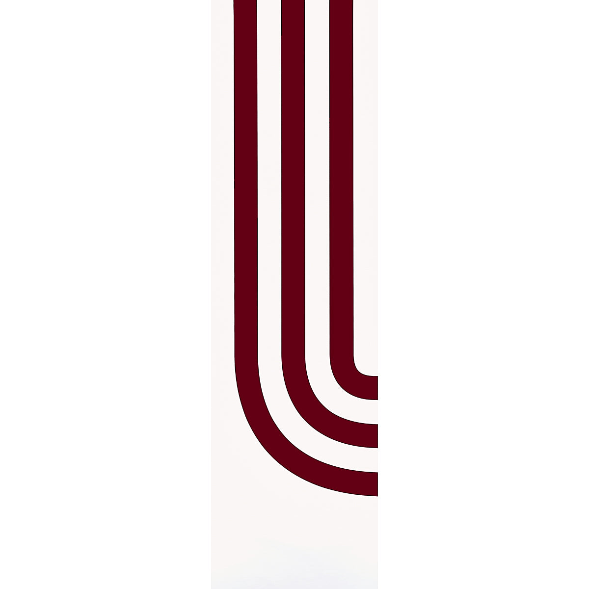 Vertical burgundy curved stripe pattern on a pale background; fabric panel.