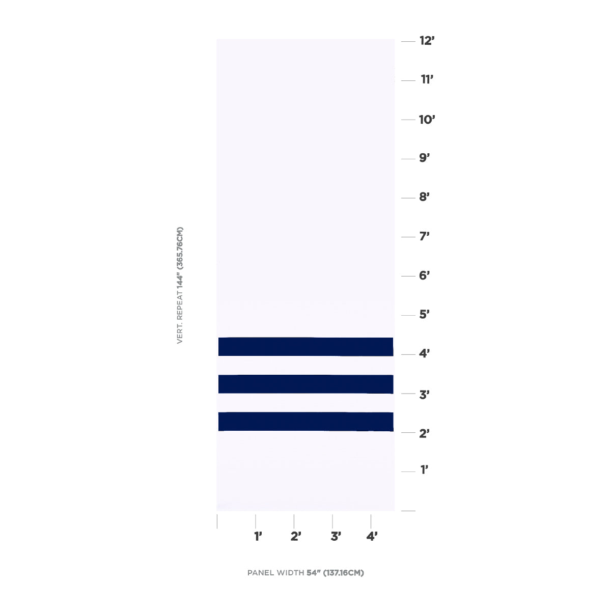 Cobalt rectangular textile with three navy horizontal stripes near the bottom; modern wall-hanging panel.