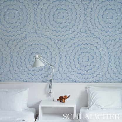 SCHUMACHER WALLCOVERING  MOON RIVER FEATHER BLOOM   BLUE   - 5013820
