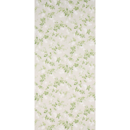 Beige background with delicate green leafy vine pattern; subtle botanical print.