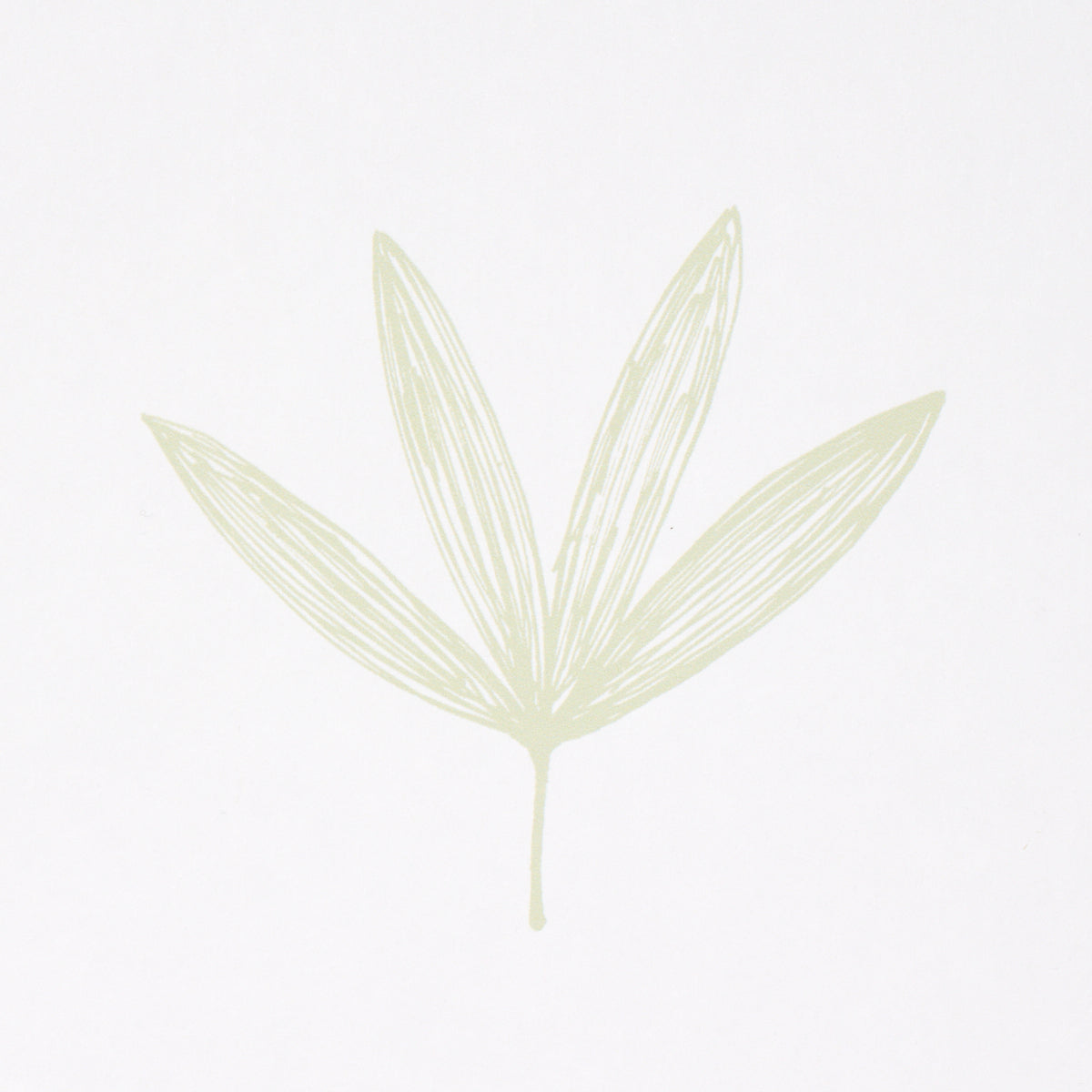Soft pale-green line-art illustration of a five-leaf palmately arranged leaf on a slender stem.