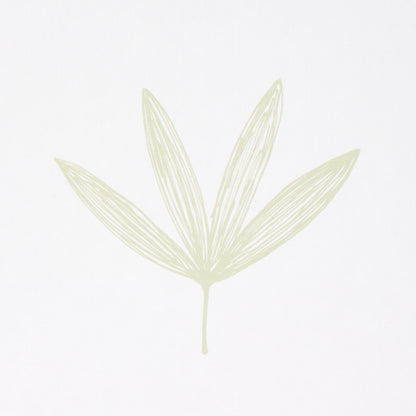 Soft pale-green line-art illustration of a five-leaf palmately arranged leaf on a slender stem.