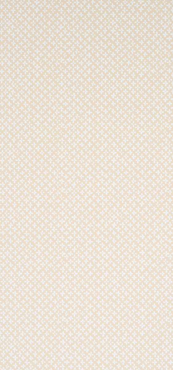 Beige wallpaper with a tiny white floral pattern; warm, classic decor for walls.