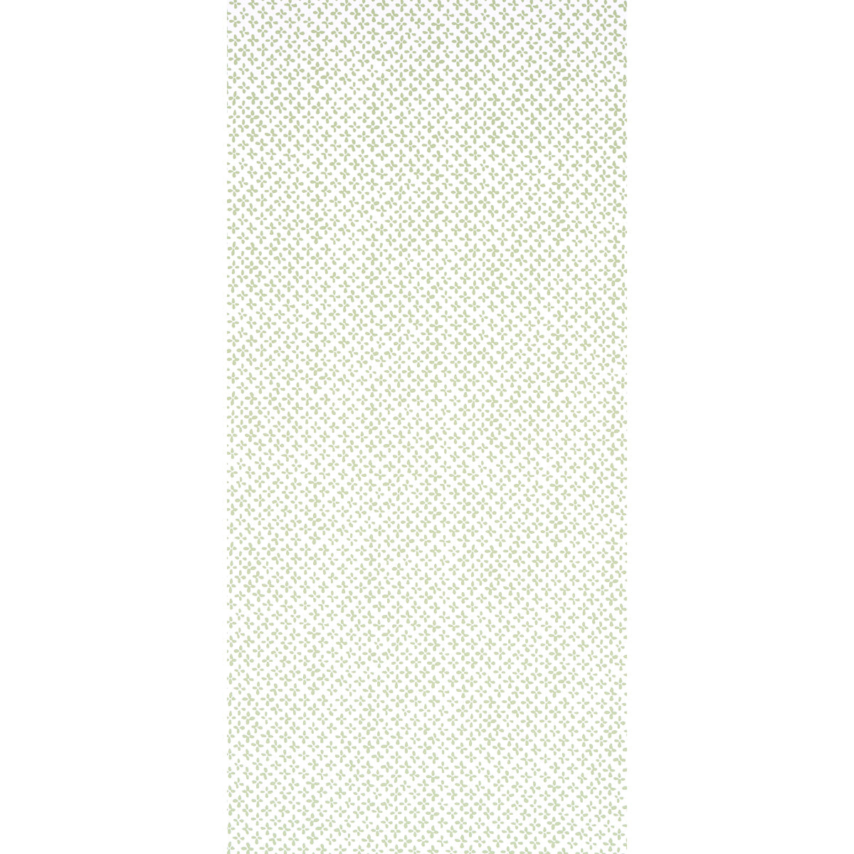Tall fabric swatch with a delicate mint green tiny floral pattern on off-white background.