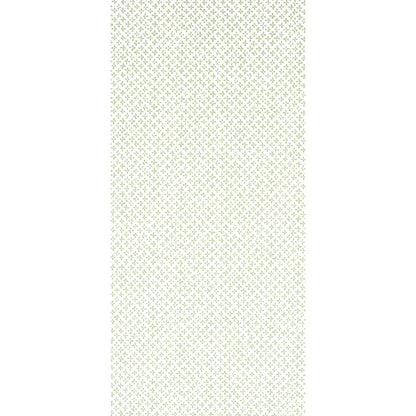 Tall fabric swatch with a delicate mint green tiny floral pattern on off-white background.