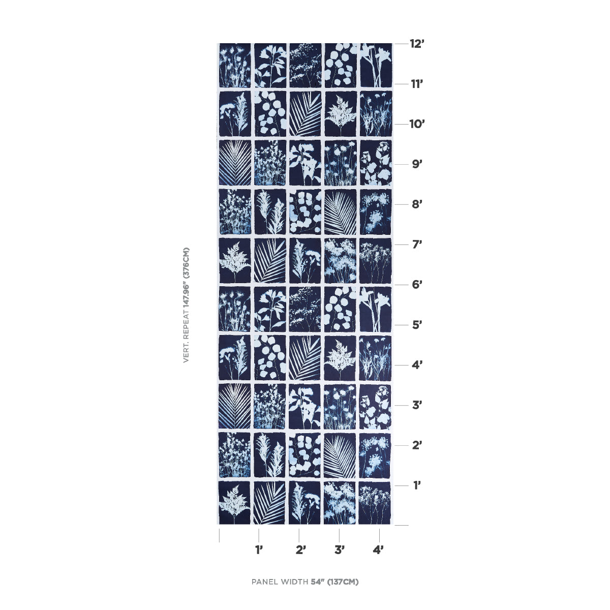 SCHUMACHER  PANELS COLLECTION CYANOTYPE PANEL   INDIGO   - 5013970