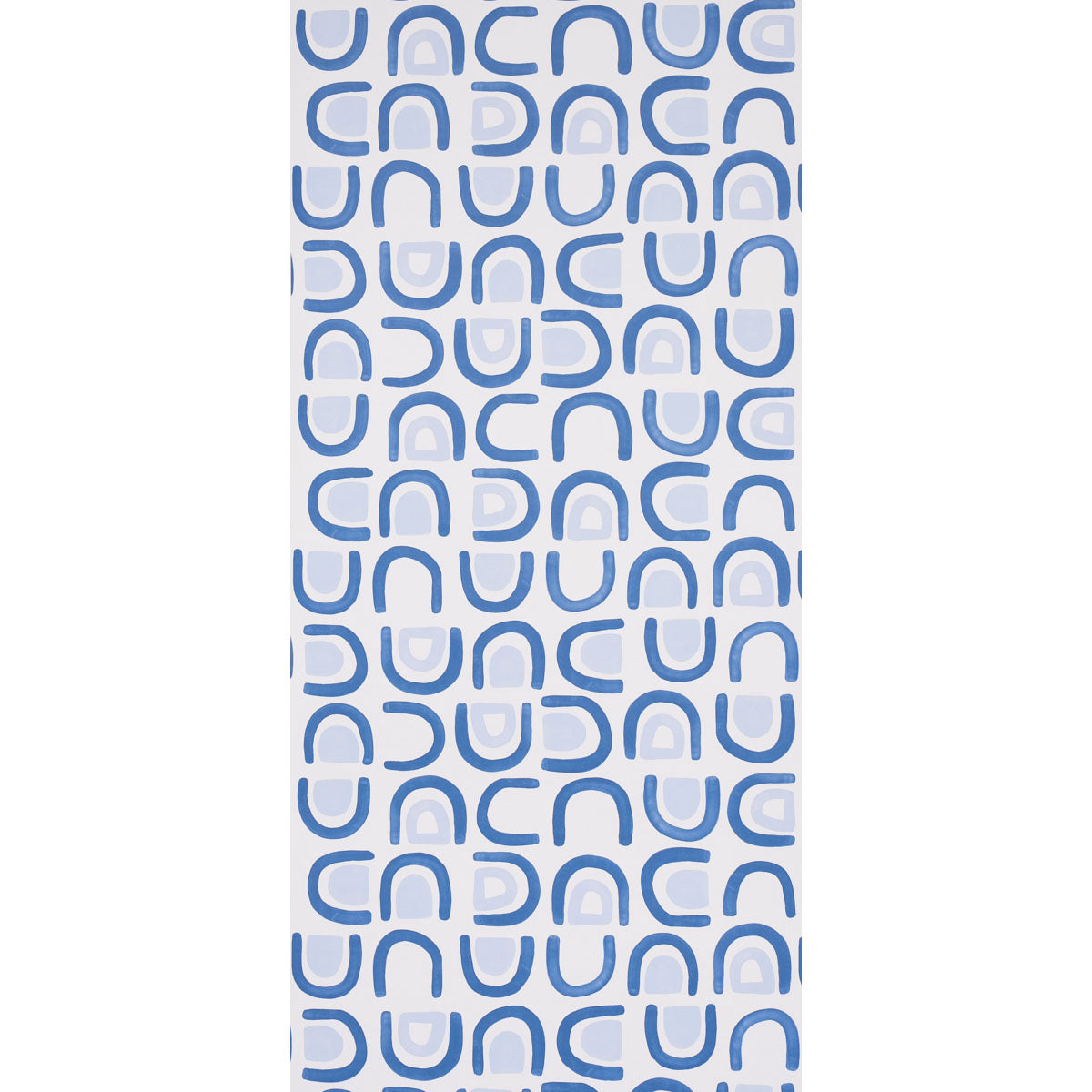 Blue and light-blue U-shaped geometric pattern scarf wrap.