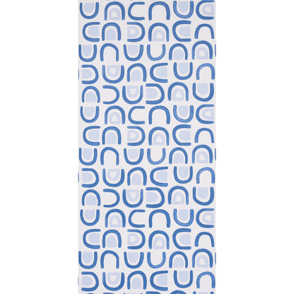 Blue and light-blue U-shaped geometric pattern scarf wrap.