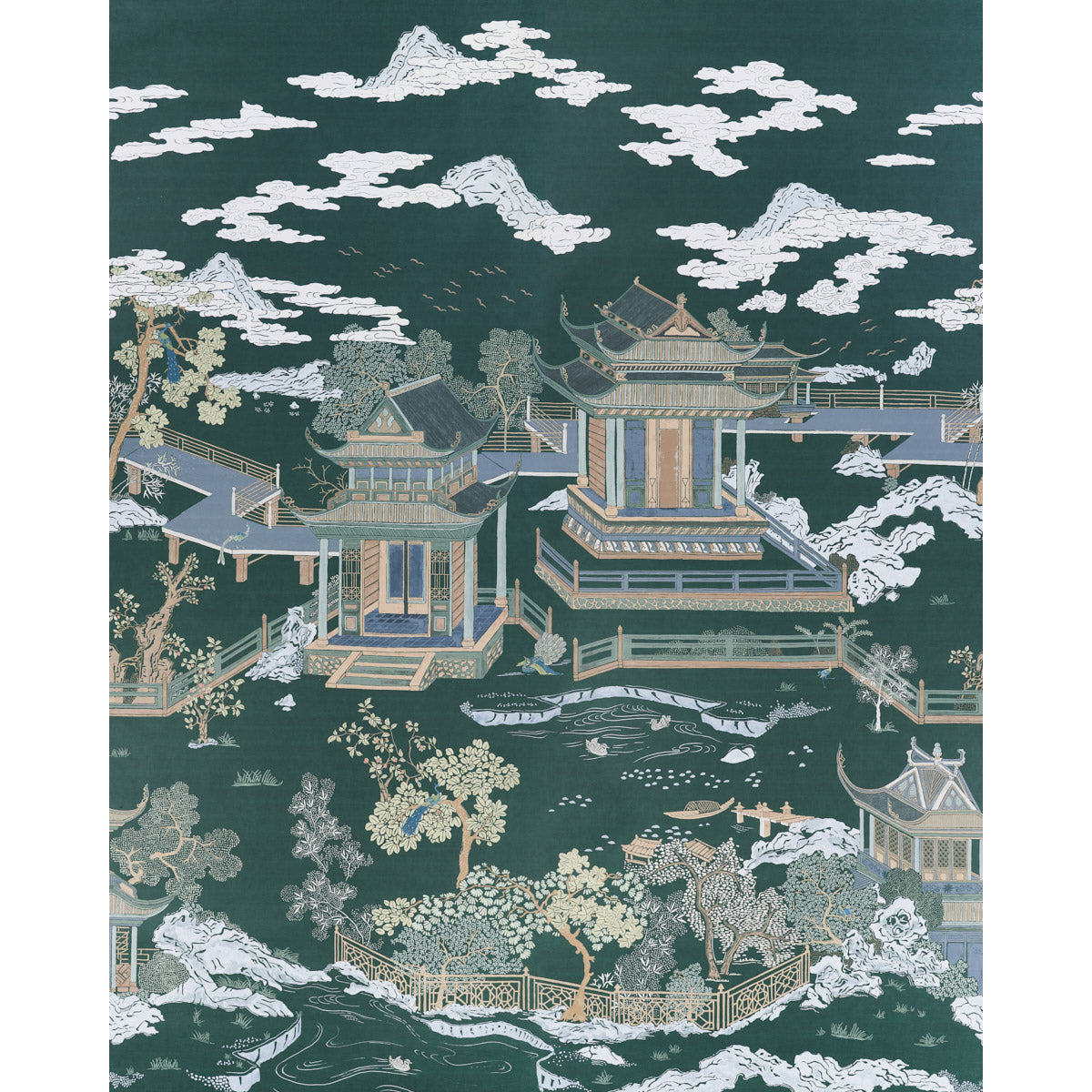 SCHUMACHER  PANELS COLLECTION COROMANDEL PANEL SET   MIDNIGHT GREEN   - 5014162