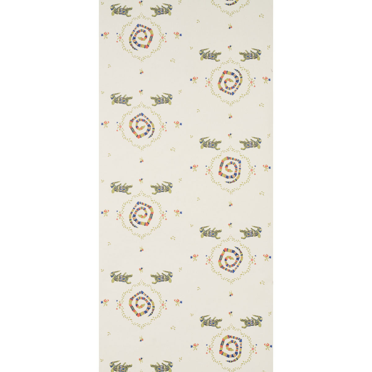 Bright multicolor reptile-pattern wallpaper.