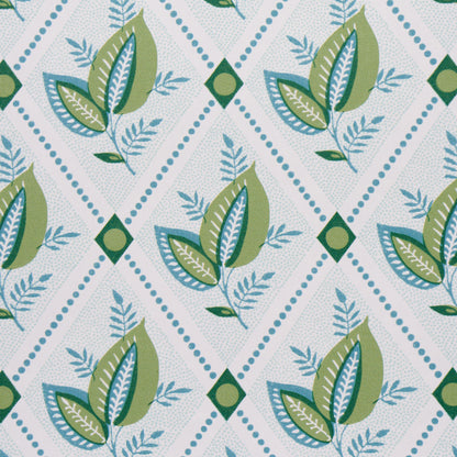 SCHUMACHER WALLCOVERING  NEW TRADITIONAL: PROVEN?????AL BASILE TRELLIS   LEAF & AQUA   - 5014231