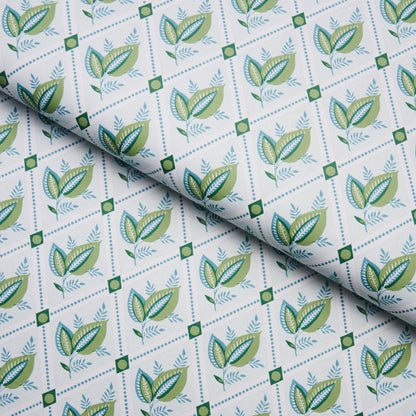 SCHUMACHER WALLCOVERING  NEW TRADITIONAL: PROVEN?????AL BASILE TRELLIS   LEAF & AQUA   - 5014231