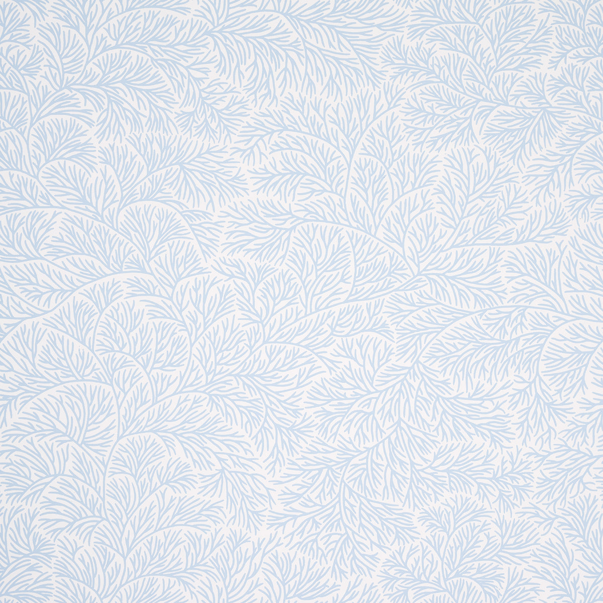 Soft blue wallpaper with pale blue, coral-like branching pattern for a serene wall accent.
