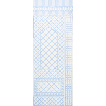 Blue bamboo trellis panel with lattice design for wall decor.