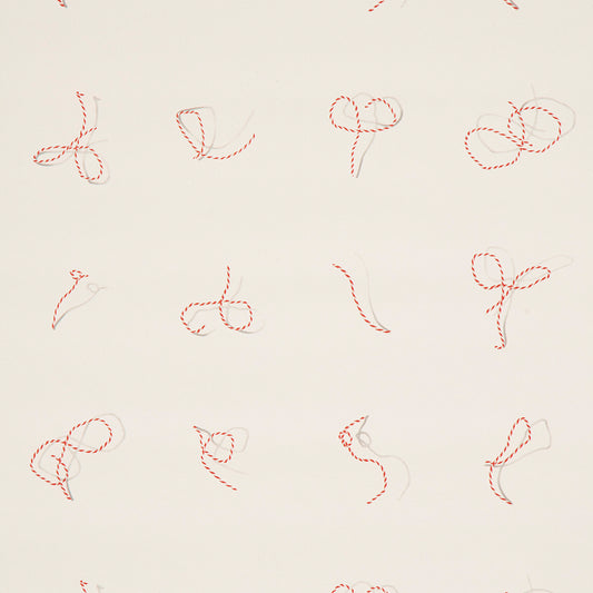 SCHUMACHER  CHARLAP HYMAN & HERRERO BUTCHER STRING   RED , WHITE ON IVORY   - 5014470