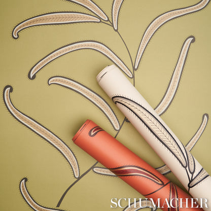 SCHUMACHER WALLCOVERING  NEISHA CROSLAND CATERPILLAR LEAF   BLACK AND CREAM   - 5014530
