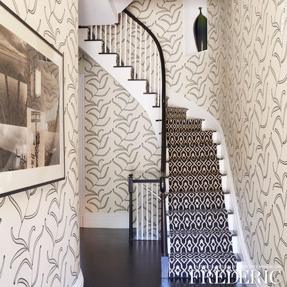 SCHUMACHER WALLCOVERING  NEISHA CROSLAND CATERPILLAR LEAF   BLACK AND CREAM   - 5014530