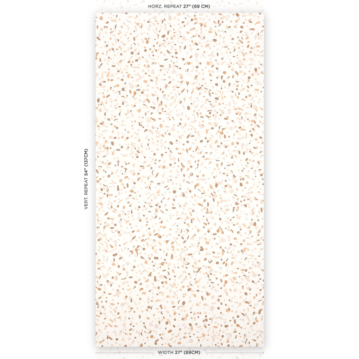 Cream terrazzo-style rectangular sample panel with tan specks, 27" wide; suitable for countertops or walls.