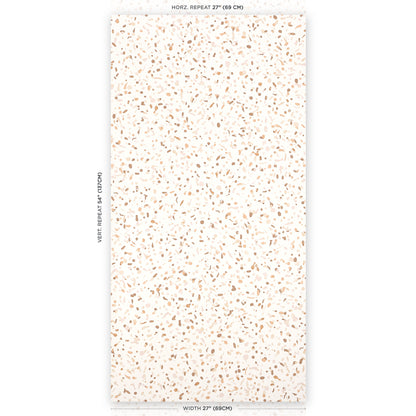 Cream terrazzo-style rectangular sample panel with tan specks, 27" wide; suitable for countertops or walls.