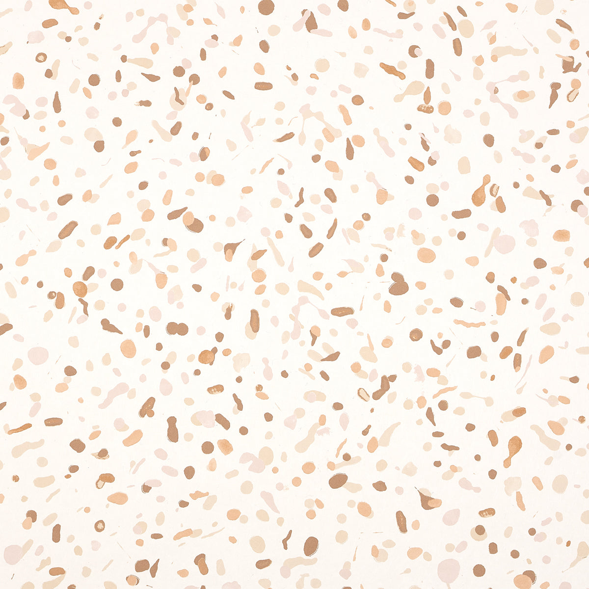 Warm beige terrazzo pattern with tan and peach chips on a creamy background; speckled, modern decorative surface.