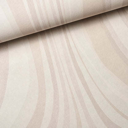 Beige wallpaper with a subtle tan wood-grain pattern, rolled at top.