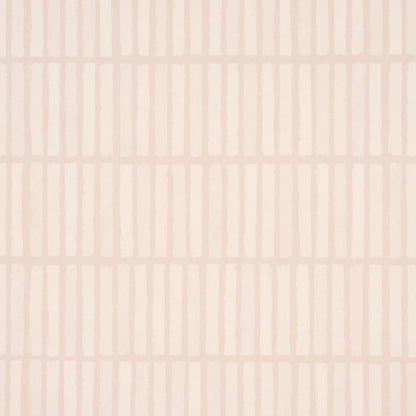 Muted pink wallpaper with pale vertical brushstroke stripes in a light grid pattern.