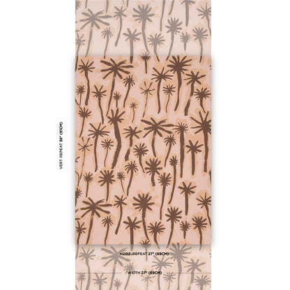 Folded scarf with brown palm tree silhouettes on peach-beige gradient, tropical print.