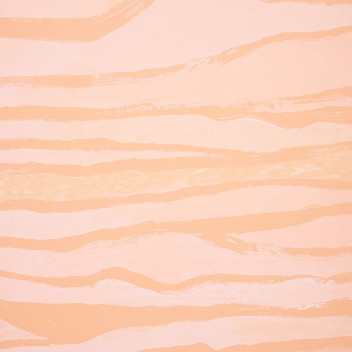 Soft peach backdrop with pale orange wavy zebra stripes; abstract textile or wallpaper pattern.