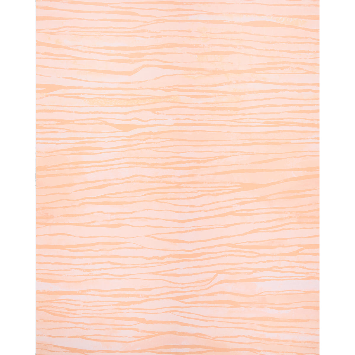 Peach fabric with thin orange wavy stripes creating a soft zebra-like textile pattern.