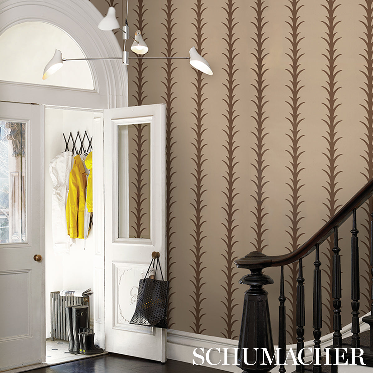 SCHUMACHER  ATELIER PARIS ACANTHUS STRIPE   Brown On Beige   - 5014774
