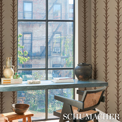 SCHUMACHER  ATELIER PARIS ACANTHUS STRIPE   Brown On Beige   - 5014774