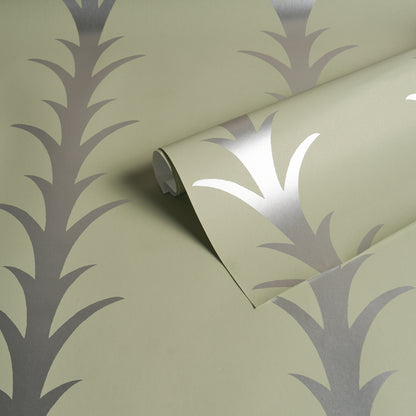 SCHUMACHER  ATELIER PARIS ACANTHUS STRIPE   Metallic On Sage   - 5014776