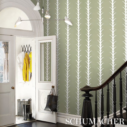SCHUMACHER  ATELIER PARIS ACANTHUS STRIPE   Metallic On Sage   - 5014776